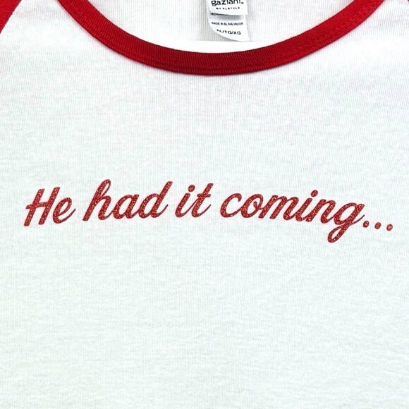 Chicago The Musical He Had It Coming 3/4 Sleeve Tee Women XL White Red - Picture 2 of 8